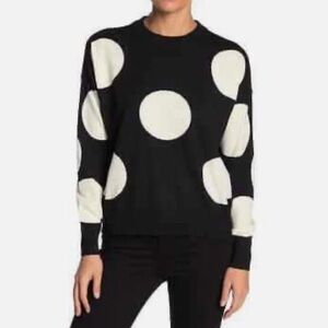 T Tahari Black and Cream Circle Sweater